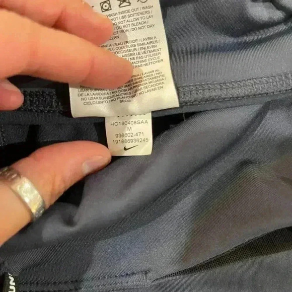 Nike Dri Fit Cropped Activewear Leggings Blue Womens Size Medium Running MeshLeg - Picture 6 of 10